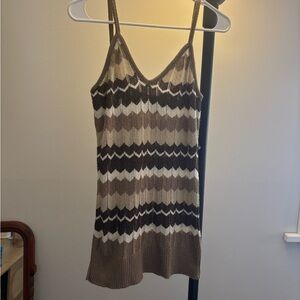 Brown and Cream Chevron Knit Dress